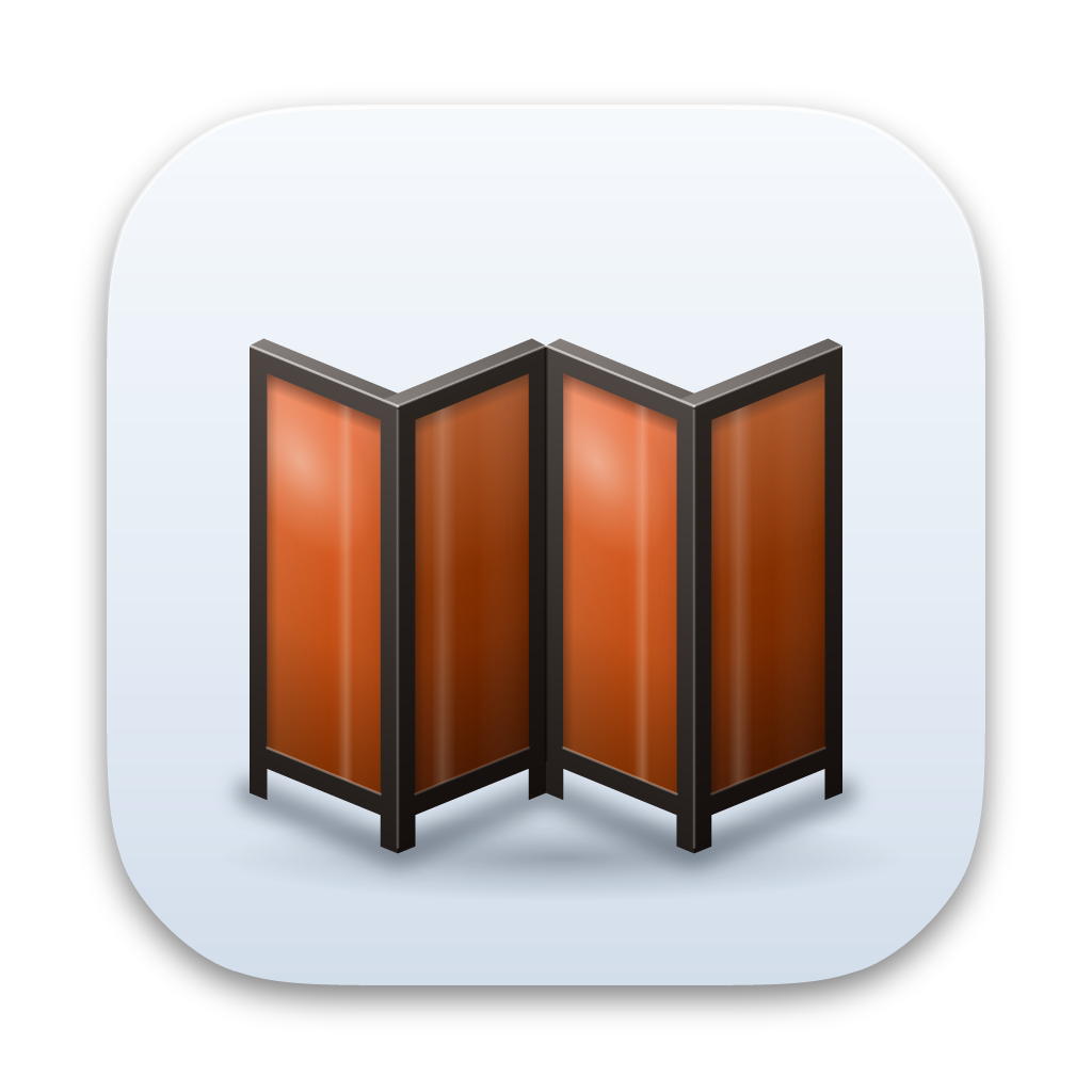 Paravent app icon: a folding screen with four copper panels